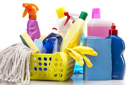 Local office cleaners maintaining desks and meeting rooms
