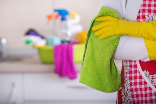 Local cleaning team working in a Battersea apartment building